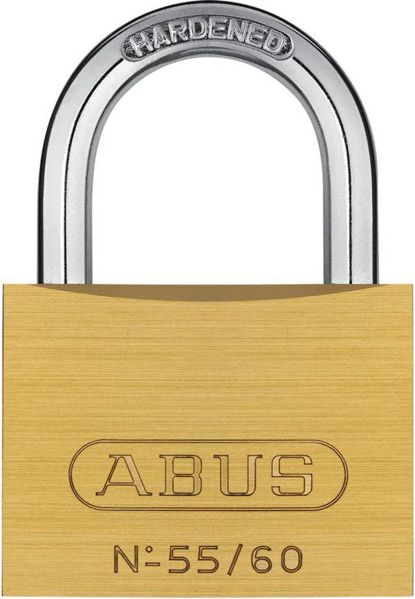 ABUS 55/30 Brass Padlock - Hardened Steel Shackle, Anti-Pick Cylinder, Security Padlock For Shed, Locker, Gate