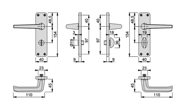 Hoppe 1737813 Edinburgh Bathroom Handles £10.70 - Next day delivery