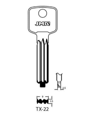 TX-22 Key blanks to suite Ultion X2 & X3 code series locks - Only £2.20