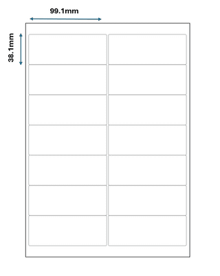 14 labels per sheet - 2 across / 7 down A4 Labels