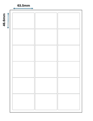 18 labels per sheet - 3 across / 6 down A4 Labels