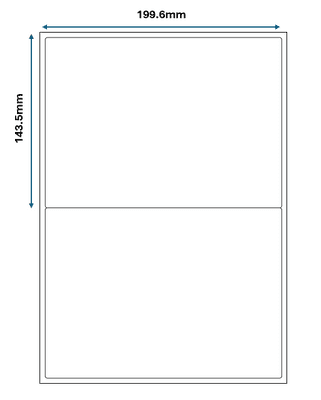 2 labels per Sheet - 1 across / 2 down A4 Labels
