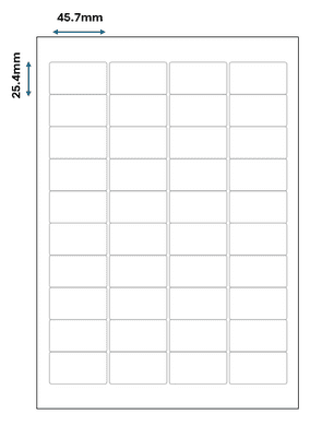 40 labels per sheet - 4 across / 10 down A4 Labels