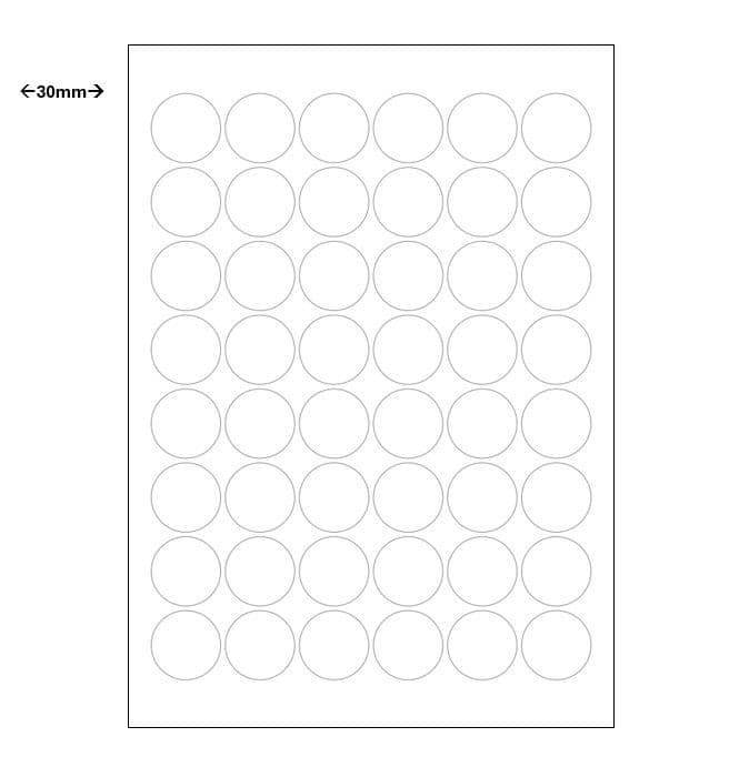 48 labels per sheet - 6 across / 8 down A4 Labels
