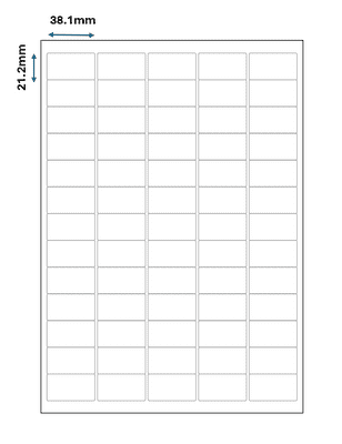 65 labels per sheet - 5 across / 13 down A4 Labels