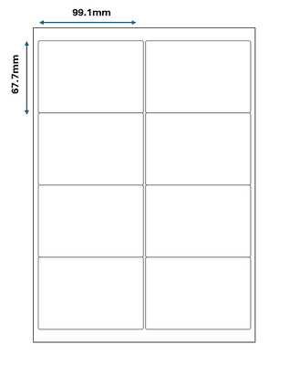 8 labels per sheet - 2 across / 4 down A4 Labels