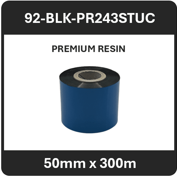 92-BLK-PR243STUC 50mm x 300m Ribbon for Kroy Printer