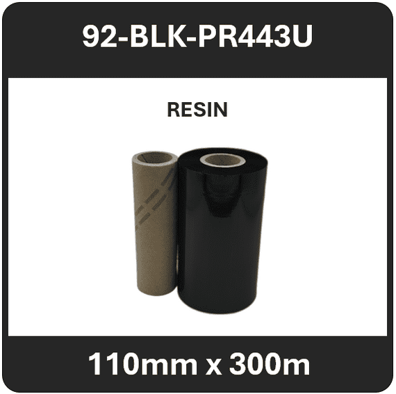 92-BLK-PR443U 110mm x 300m Ribbon for Kroy Printer