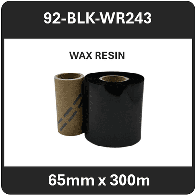 92-BLK-WR243 65mm x 300m Ribbon for Kroy Printer