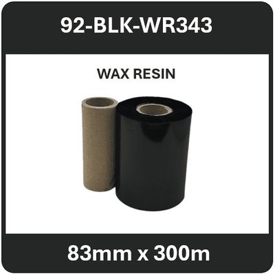 92-BLK-WR343 83mm x 300m Ribbon for Kroy Printer