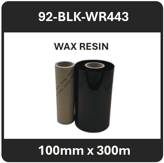 92-BLK-WR443 110mm x 300m Ribbon for Kroy Printer