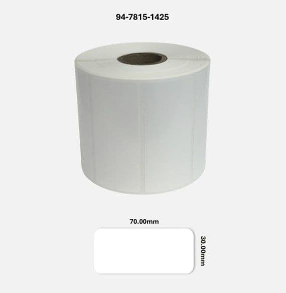 94-7815-1425 70.00mm x 30.00mm Matt White Polyester Labels