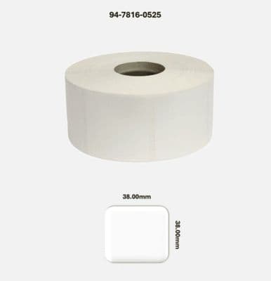94-7816-0525 38.00mm x 38.00mm Gloss White Polyester Labels