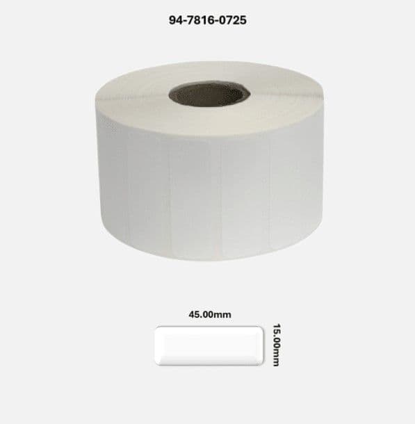 94-7816-0725 45 00mm x 15 00mm Gloss White Polyester Labels