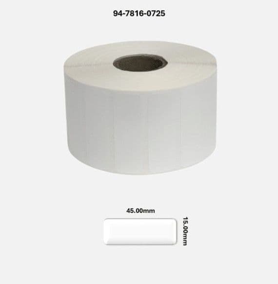94-7816-0725 45.00mm x 15.00mm Gloss White Polyester Labels