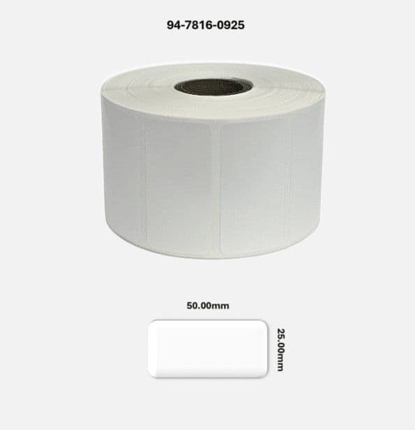94-7816-0925 50 00mm x 25 00mm Gloss White Polyester Labels