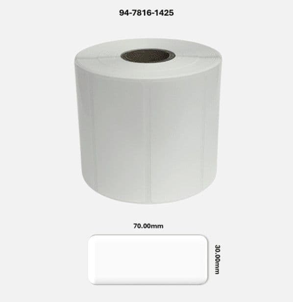 94-7816-1425 70 00mm x 30 00mm Gloss White Polyester Labels