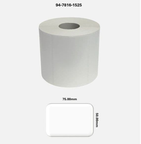 94-7816-1525 75.00mm x 50.00mm Gloss White Polyester Labels