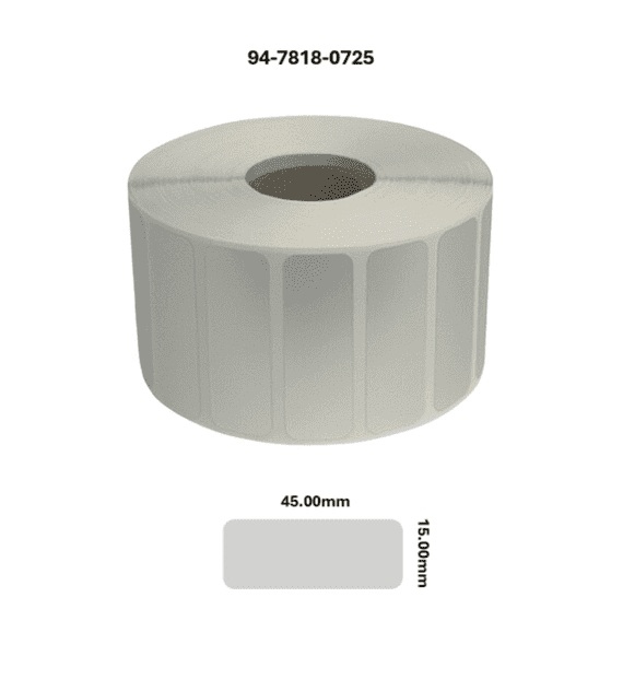 94-7818-0725 45.00mm x 15.00mm Matt Silver Polyester Labels