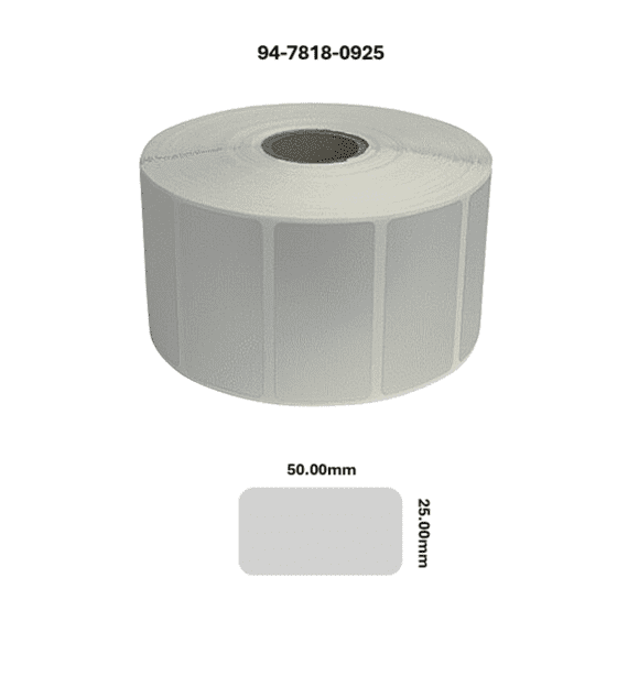 94-7818-0925 50.00mm x 25.00mm Matt Silver Polyester Labels