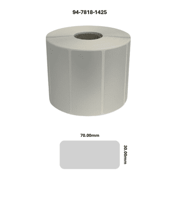 94-7818-1425 70.00mm x 30.00mm Matt Silver Polyester Labels