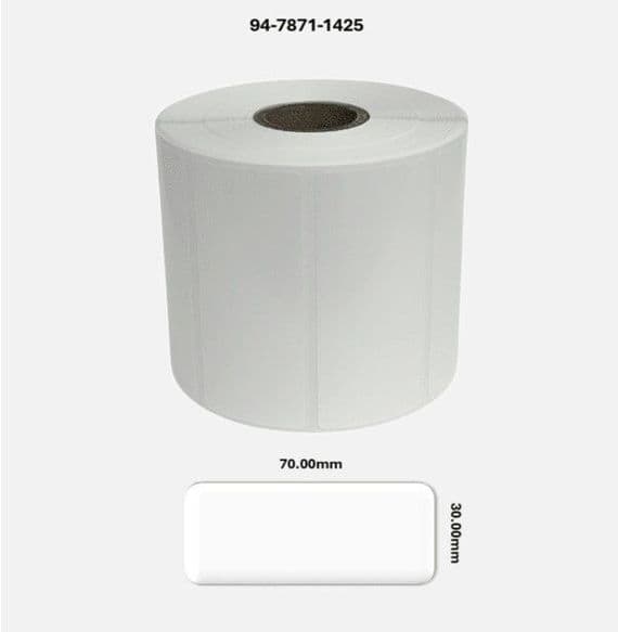 94-7871-1425 70.00mm x 30.00mm Gloss White Polyester Labels
