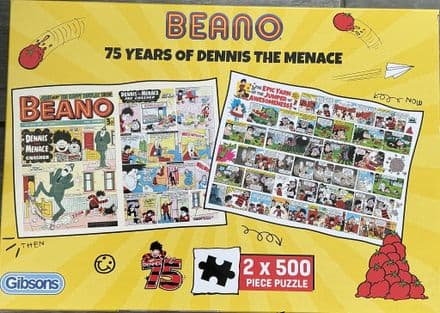 * NEW 75 Years Of Dennis The Menace Beano Gibsons 2x500 Piece Jigsaw Puzzle