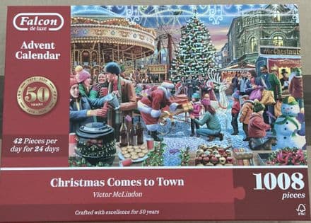 * NEW Advent Calendar Christmas Comes To Town Falcon 1008 Piece Jigsaw Puzzle
