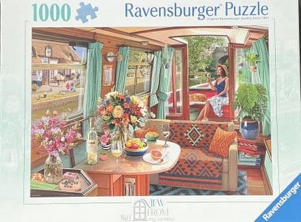 * NEW View From My Window Canal Boat Ravensburger 1000 Piece Jigsaw Puzzle