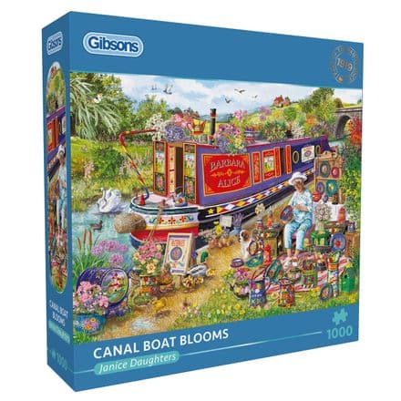 Canal Boat Blooms Gibsons 1000 Piece Jigsaw Puzzle