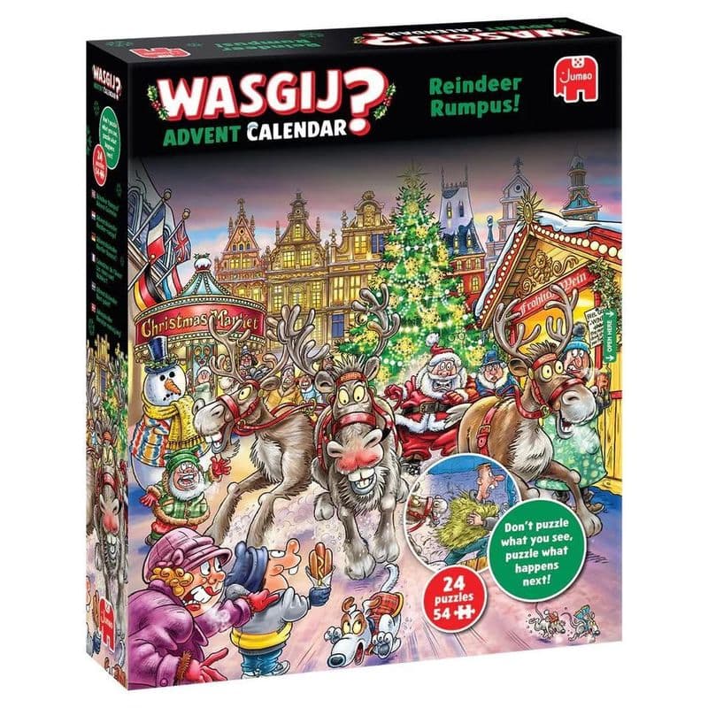 CREASED BOX Reindeer Rumpus Advent Calendar Christmas Wasgij 24 x 54 Piece Jigsaws