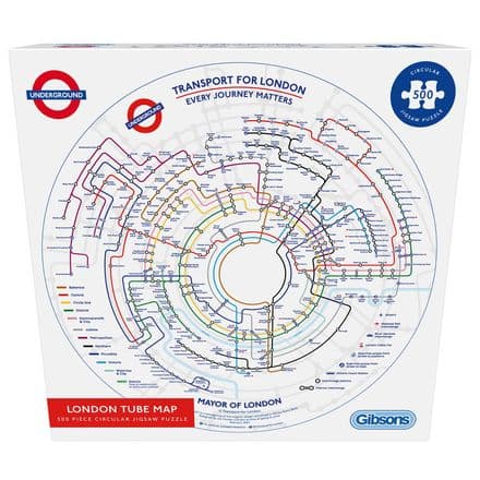 London Tube Map Underground Circular Gibsons 500 Piece Jigsaw Puzzle