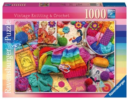 Vintage Knitting & Crochet Ravensburger 1000 Piece Jigsaw Puzzle