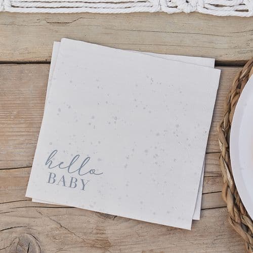Hello Baby, Baby Shower, Neutral Speckle Paper Napkins x16