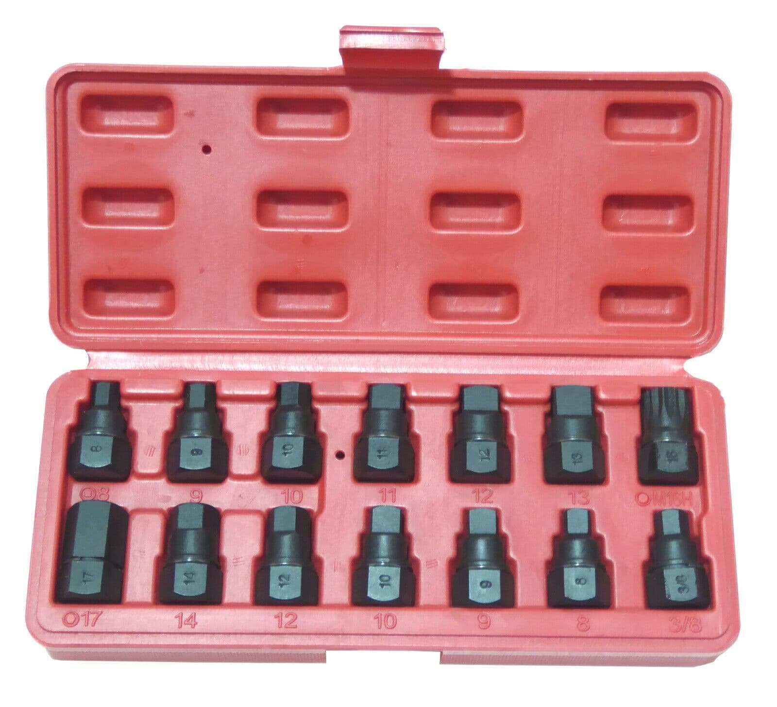 14pc Master Oil Drain Plug Key Set Socket Set Axles Gearbox Oil Sump