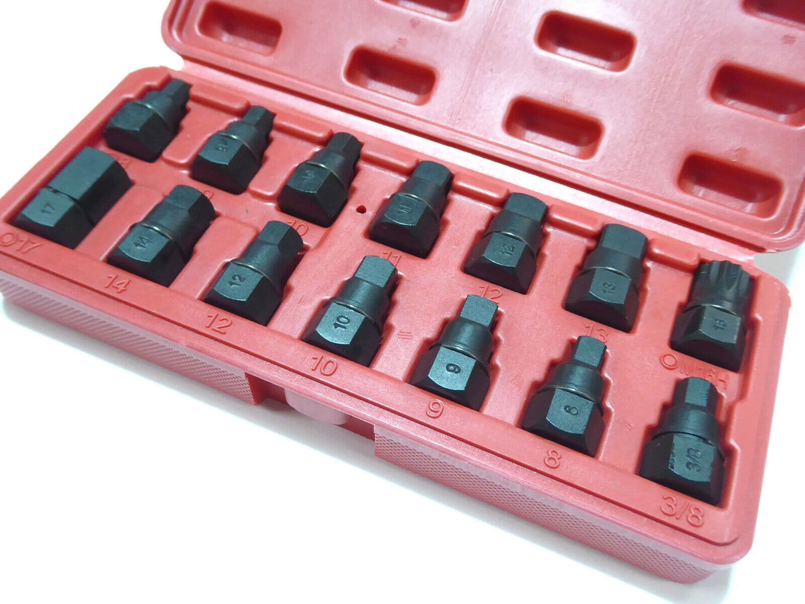 14pc Master Oil Drain Plug Key Set Socket Set Axles Gearbox Oil Sump