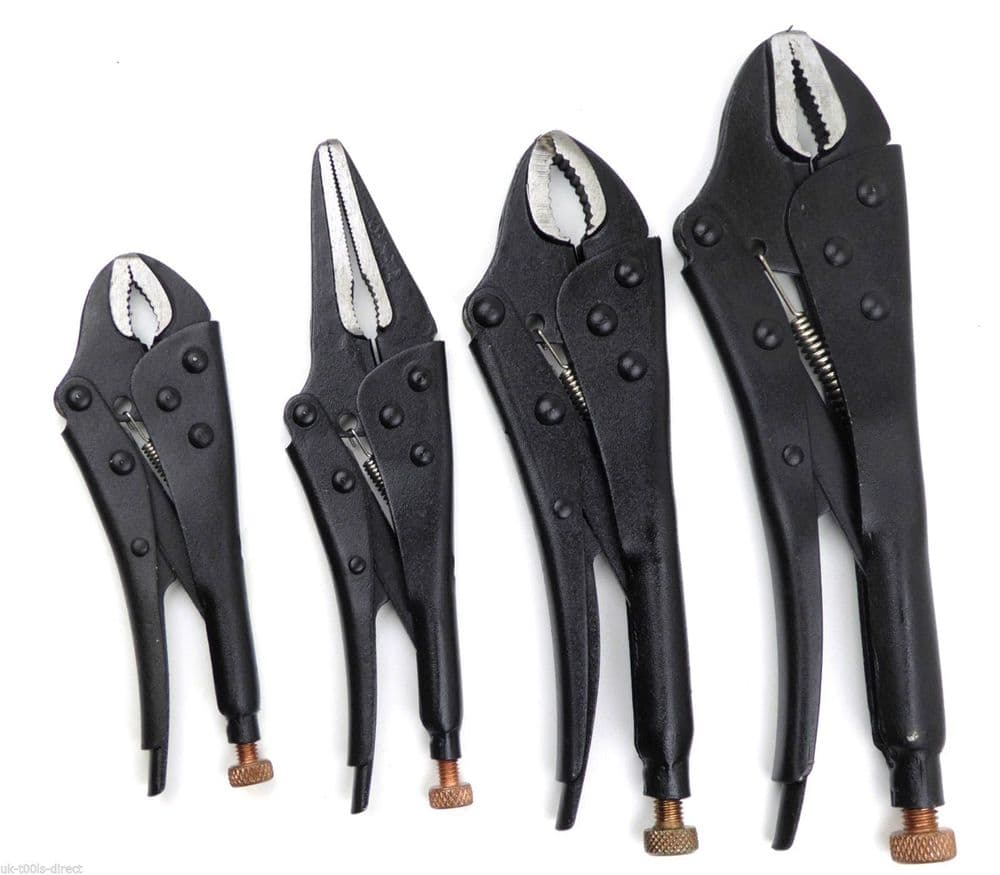 4pc Grip Wrench Set Vice Locking Lock Pliers Mole Grips Heavy Duty
