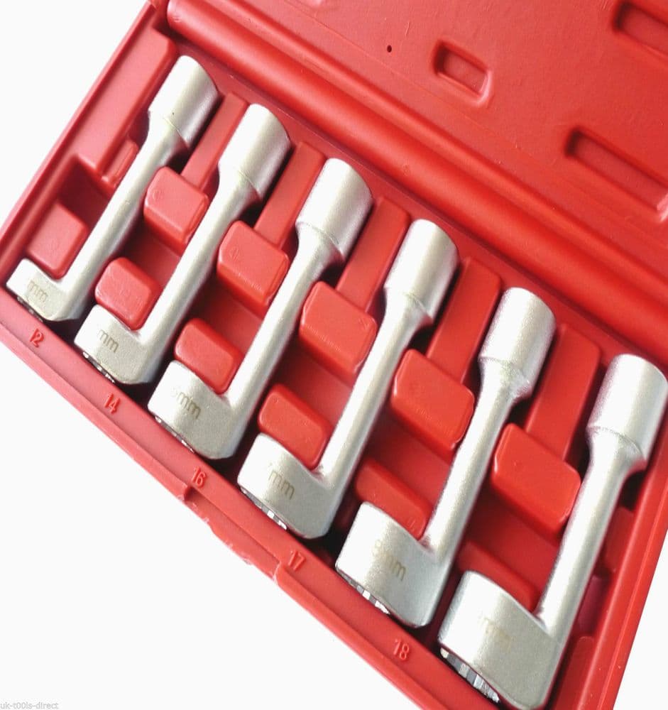 6PC FUEL INJECTOR INJECTION SOCKETS OPEN END 12" DRIVE 12 14 16 17 18 19