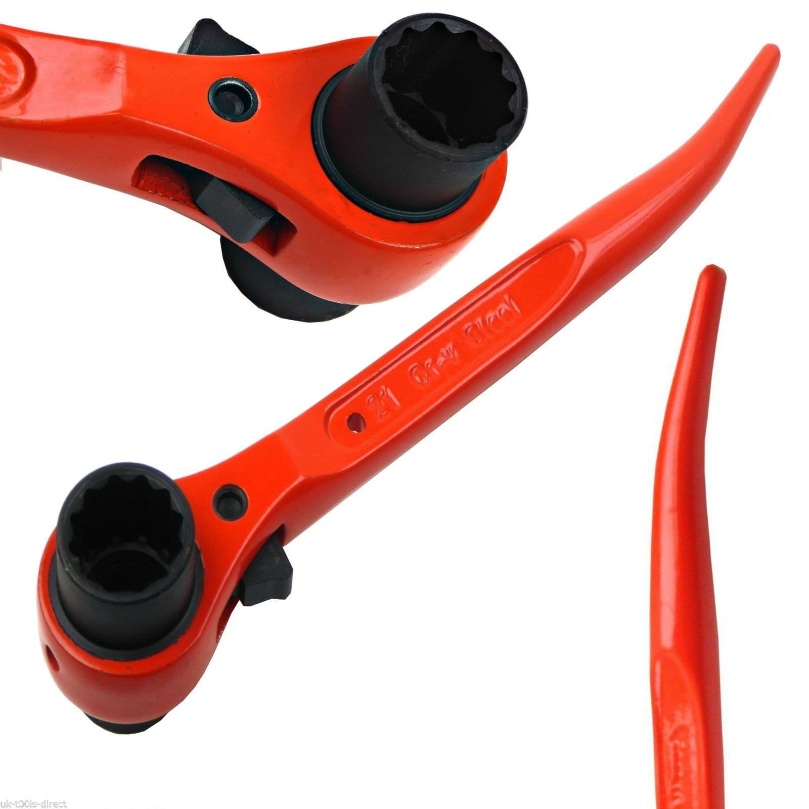 RATCHET PODGER SCAFFOLD SPANNER 19 X 21mm 7/16"WHIT CURVED 9" 230mm