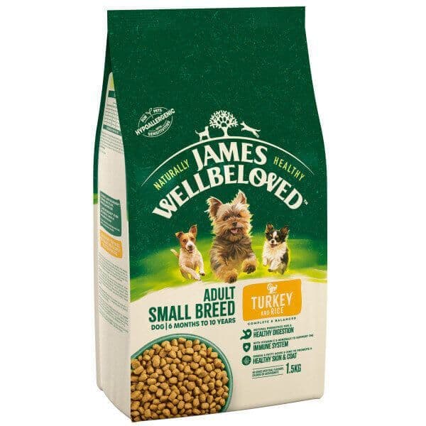 James Wellbeloved Small Breed Turkey & Rice Dog Food 7.5kg.
