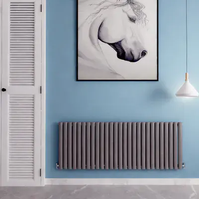 Anthracite Oval Column Horizontal Central Heating Single Radiators ( All Sizes )