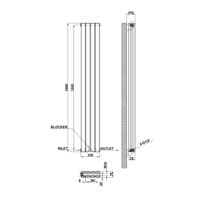 Anthracite Oval Column Vertical Central Heating Double Radiator 1600mm x 354mm