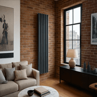 Anthracite Oval Column Vertical Central Heating Double Radiator 1600mm x 354mm
