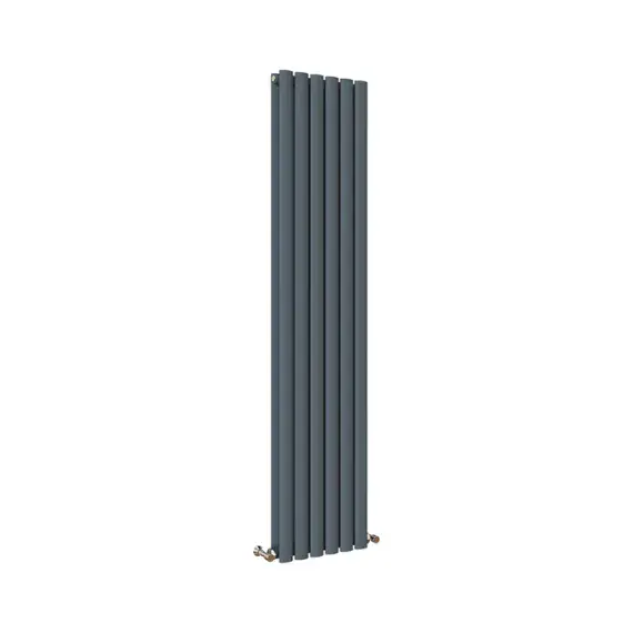 Anthracite Oval Column Vertical Central Heating Double Radiator 1600mm x 354mm