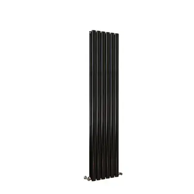Black Oval Column Vertical Central Heating Double Radiator 1600mm x 354mm