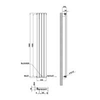 Black Oval Column Vertical Central Heating Single Radiator 1600mm x 236mm