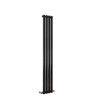Black Oval Column Vertical Central Heating Single Radiator 1600mm x 236mm