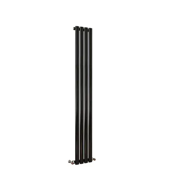 Black Oval Column Vertical Central Heating Single Radiator 1600mm x 236mm