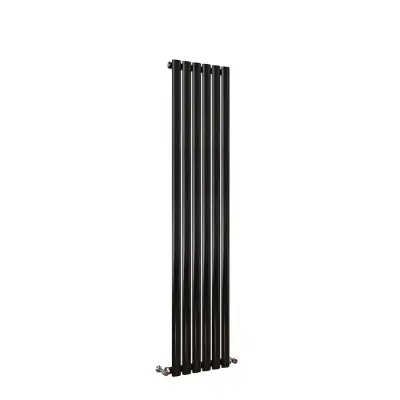 Black Oval Column Vertical Central Heating Single Radiator 1600mm x 354mm