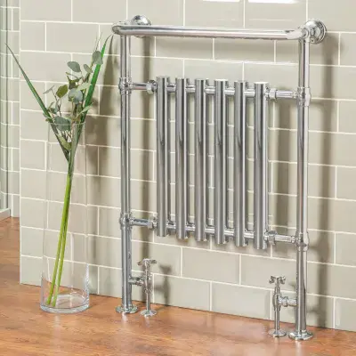 Traditional Victorian Heated Towel Rail Radiator  Chrome 952 x 659mm